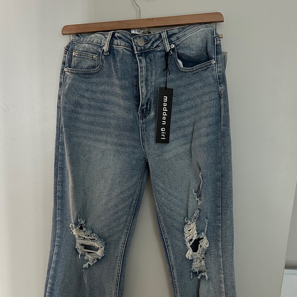 Madden Girl Distressed Blue Straight Leg Jeans size 9